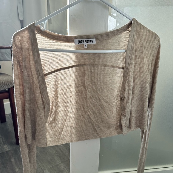 Joah brown cropped cardigan. One size. - Picture 1 of 4